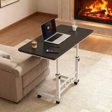 Mobile Lift Table, Computer Desk, Adjustable Height, With Wheels Bedside Computer Desk, Sofa Side Table, Two Sizes Available, Suitable For Bedroom, Dormitory Laptop Stand, Lazy Office Desk, Coffee Table, Gift - 白色 - 查看 7
