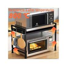 Expandable Double-Layer Oven/Microwave Rack, Expandable Microwave Stand, Kitchen Utensil And Cutlery Rack, Storage Rack For Pantry, Countertop, Cafe, Office And Bedroom. - Black - View 4