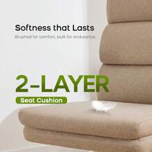 amseatec - Silla de oficina ajustable con respaldo medio tela cómoda ergonómica soporte para la espalda silla de computadora para el hogar con reposabrazos abatibles acolchados ruedas giratorias - Beis - Ver 6