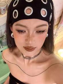 2件套时尚朋克风哥特式发带，女士发饰，柔软防滑弹力镂空沙滩/度假发带，弹力瑜伽运动发带，多功能日常佩戴冬季保暖吸汗发带 - 彩色 - 查看 2