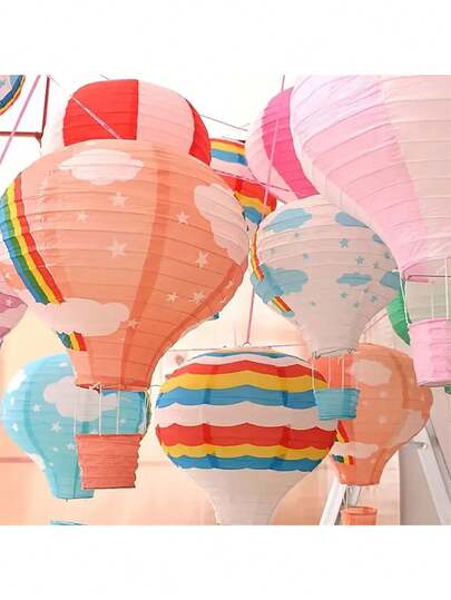 1 Models Rainbow Hot Air Balloon Paper Lanterns, 12 Inch Reusable Party Lanterns, Suitable For DIY Crafts, Home And Party Decorations, Weddings, Wedding Celebrations, Birthdays, General Celebrations, Holiday Decorations