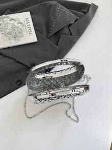 1 Stück modische, vielseitige, minimalistische Clutch Tasche, geeignet für Ausflüge, Spaziergänge, Partys, Veranstaltungen, Abendessen - Silber - Übersicht 6
