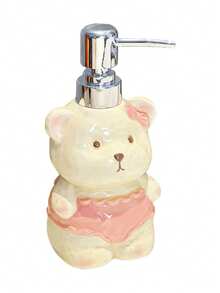 1pc Ceramic Bear Shaped Soap/Lotion Dispenser Pump Bottle, Suitable For Home Bathroom, Pressing Liquid Soap Dispenser, Made Of High-Quality Ceramic - Multicolor - View 9