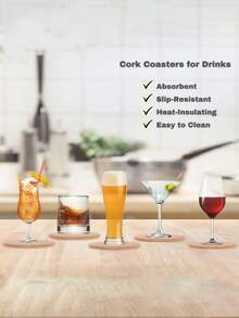 50/40/30/20/10 Non-Slip Cork Coaster Natural Round Wooden Cup Mat Heat Insulation Pads Tea Coffee Mug Drinks Holder Table Decoration - Multicolor - View 7