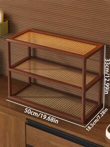 Estantería de 3 niveles de bambú, plástico y ratán para almacenamiento en la cocina, apta para guardar y organizar condimentos, aperitivos, tazas, libros y otros artículos, aplicable para la cocina, el estudio, la sala de estar, estantería independiente y estantería vertical - Marrón - Ver 15
