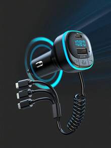 3.1A Multi-Function Car Charger & Car Media Player - Black - View 3