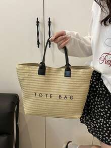 Túi Tote đan bằng rơm, Túi xách đi biển "TOTE BAG" in hình, đa năng dùng làm túi đi biển, túi xách mùa hè, túi mua sắm, mang phong cách Bohemian mùa hè, phù hợp cho người yêu biển, người đam mê phong cách Bohemian, phụ nữ, khách du lịch, hoàn hảo cho du lịch biển, kỳ nghỉ hè, đi chơi hàng ngày. - Nhiều màu - Xem 4