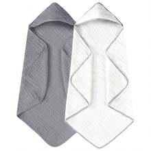 2pcs/Set Baby Hooded Bath Towel, Soft Absorbent Towel, Suitable For Newborns And Infants, Large Size 31x31 Inch, Essential Baby Daily Necessities - 彩色 - 查看 16