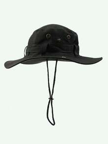 1顶男士户外探险宽檐遮阳帽，经典丛林帽，带金属纽扣装饰，防紫外线夏季帽，适合徒步、露营、钓鱼 - 1Pc - 查看 6