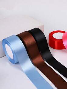 1 Roll 0.6/4cm Wide Satin Ribbon, Suitable For Hair Accessories, Cake Baking, Wrapping - Beige - View 2