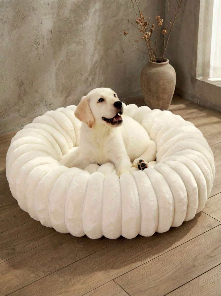 PETSIN 1 chiếc giường thú cưng bằng vải nhung dày, tổ ấm áp và thoải mái cho thú cưng, thích hợp cho thú cưng cỡ nhỏ, vừa và lớn trong nhà - trắng - Xem 1