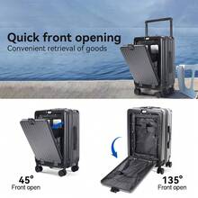 20/24-Inch Premium Hard-Shell Carry-On + Checked Luggage Set (With USB Combination Lock) - Pop-Up Aluminum Telescopic Handle, Multi-Directional Wheels, Laptop Compartment Pocket, High-End Stylish Durable Hard-Shell Suitcase, Ideal For Travel And Business - Graphite - View 5
