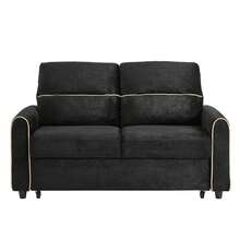MERAX Chenille Pull Out Sofa Bed, 58-Inch Sofa Bed, Sleeper Sofa, Loveseat Sofa With Adjustable 3 -Position Backrest, 4 Side Pockets And Charging Ports For Living Room, Black - màu đen - Xem 9
