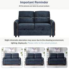 MERAX Chenille Pull Out Sofa Bed, 58-Inch Sofa Bed, Sleeper Sofa, Loveseat Sofa With Adjustable 3 -Position Backrest, 4 Side Pockets And Charging Ports For Living Room, Blue - Màu xanh lam - Xem 7