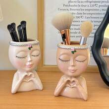 1个简约心形女孩摆件，适用于化妆刷、笔筒、桌面收纳、家居/办公装饰 - 彩色 - 查看 7