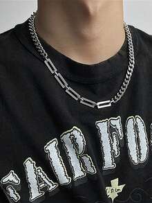 1 chiếc vòng cổ phong cách hiphop nữ, vòng cổ choker thời trang, vòng cổ dây xích kiểu punk , vòng cổ nối rỗng unisex. - Bạc - Xem 2