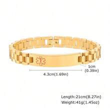 1pc Personalized Minimalist Laser Engraved Medical Symbol Text Stainless Steel Bracelet For Men, Father, Mother Gift - Multicolor - View 7