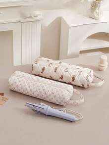1 pieza Bolsa de almacenamiento acolchada y estampada de gran capacidad para secador de pelo, puede contener secador de pelo, rizador, pinzas para el cabello, plancha y otras herramientas de peinado, adecuada para viajes, hogar, almacenamiento de cosméticos, gran regalo para Año Nuevo, Día de San Valentín, damas de honor - Multicolor - Ver 10