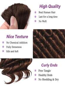 Tóc giả màu sô cô la để tết kiểu Boho, sóng sâu, số 4, tóc thật nguyên chất, không có mối nối, thích hợp để tết khi ướt và gợn sóng, tóc nối xoăn tự nhiên, 2 bó/gói, 90g - S4 - Xem 3