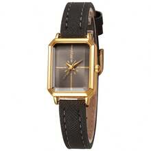 1件/套 休闲百搭时尚创意方形表盘真皮表带石英表，高性价比，兼具美观与实用性，是理想的送礼之选，年末促销，线上专享 - 彩色 - 查看 8