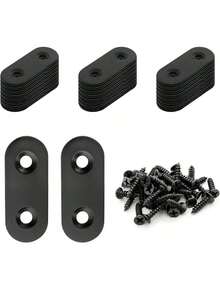 10pcs Black Metal Flat Straight With Screws - Metal Connector Plates Accessories For Wooden Furniture Repair - Black - View 7