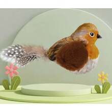 LEWISER 猫玩具，带猫薄荷和银藤，可发出啾啾声，2 件装，适用于逗猫棒，仿真鸟造型，室内猫咪互动玩具，红蓝配色 - 彩色 - 查看 10