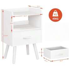 buros para recamaraFL FASION LEADER Mesita de Noce con caon de Madera mesita de Noce Moderna mesitas de Noce mesitas de Noce de Mediados de  con Estante de Almacenamiento Abio mesita de Noce Blancoburos para recamara - Blanco - Ver 2