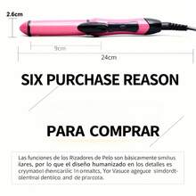 Esta herramienta de peinado 2 en 1 combina rizador, plancha y rizador en una sola unidad. Incluye un rizador para flequillo integrado y permite alisar y rizar el cabello. Un producto superventas. - Rosa Fucsia - Ver 6