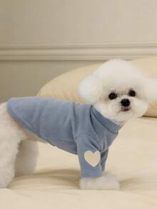 1pc HUITAIYANG Pet Hoodie, 4-Season Pet Clothes, Soft Comfortable Breathable Pet Top, Pet T-Shirt For Cats & Dogs, Heart Print Pet Apparel, Suitable For Small & Medium Pets - Multicolor - View 4