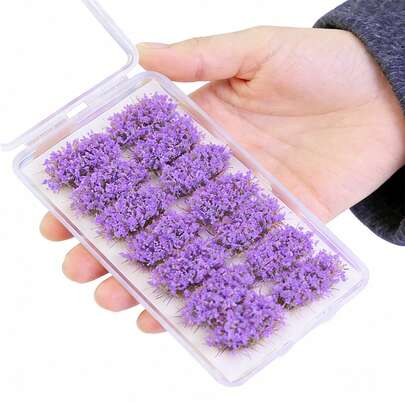 14/32件套迷你花草组合：椭圆形花坛、娃娃屋微缩模型，适用于DIY微缩花园、庭院和户外场景，以及微缩婚礼装饰