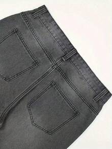 Teen Girl Loose Fit Casual Denim Jeans, Minimalist Fashion Suitable For Summer - Grey - View 5