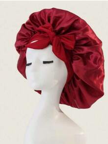 2件装真丝睡眠帽套装 - 柔软弹力缎面发帽，适合卷发/自然卷发（黑色和金色），温和护发防静电睡眠帽 - 彩色 - 查看 4