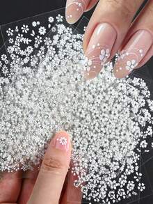 30 miếng dán móng tay hình hoa trắng 3D, hoa trắng đính đá, decal móng tay tự dính 3D, thiết kế nghệ thuật móng tay, hình dán hoa trang trí móng, 30 tờ, dụng cụ làm móng. - trắng - Xem 3
