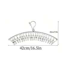 1个不锈钢晾衣架，带40个夹子，多功能悬挂式收纳架，可用于晾晒袜子、毛巾、胸罩、手套、婴儿衣服和其他室内/室外物品 - 彩色 - 查看 15