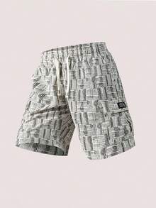 Quần short nhung kẻ nam, quần cargo nhiều túi. Quần short Bermuda thoáng khí nhiều túi, quần thể thao, nhuộm tie-dye, họa tiết da báo, phù hợp cho hoạt động thể thao hàng ngày và mặc thường ngày. - trắng - Xem 3