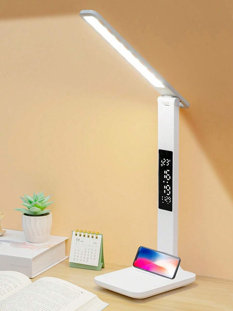 LED Desk Lamp, Eye-Caring Study Reading Light For Students, Bedroom Bedside Lamp, Powered Desk Lamp For Dorm - White - View 1