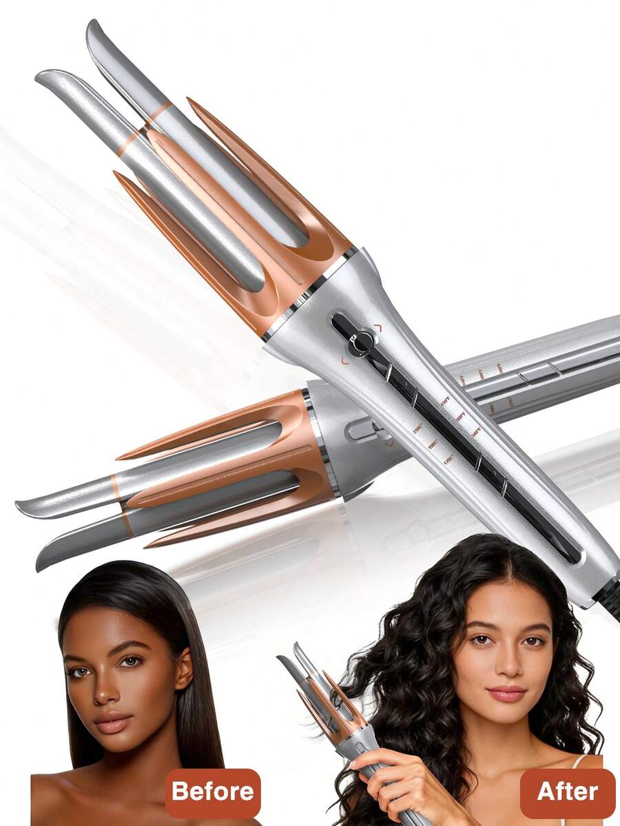 1pc Automatic Curling Iron, One-Key Rotating Curler, Anti-Scald Design, Quick Styling, Convenient For Travel - EU C Type Plug(220-240V) - View 1