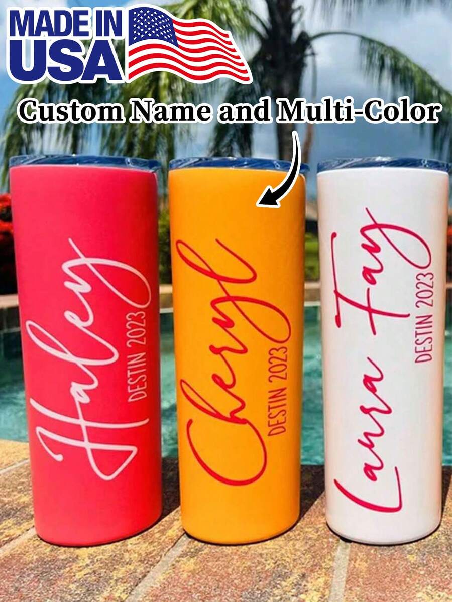 1pc 20oz/600ml A One-Of-A-Kind Gift: A Personalized Tumbler, An Exclusive Straight Cup With A Custom Name. It Is A Drinking Utensil Suitable For All Seasons. Reusable, Delicate And Cute, It Is An Ideal Choice For Birthday Gifts, Family Gathering Gifts And Holiday Gifts. Applicable To Various Scenarios Such As Restaurants, Living Rooms, Bedrooms, Offices, Teahouses, Homes And Schools, It Adds A Warm And Fresh Feeling To Daily Home Life. - 款式2 - 查看 1