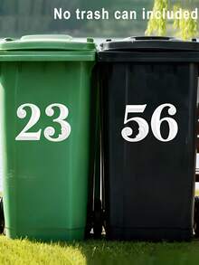 1pc Self-Adhesive White Number Sticker - 5.7 Inch (14.5cm) High Visibility Reflective Commercial Grade Trash Can Label, With Durable No-Residue Edges, Suitable For Wheeled Trash Cans, Large Garbage Bins, Car Trash Cans, Garage Organization, Great For Night Use And Strong Marking - Multicolor - View 3