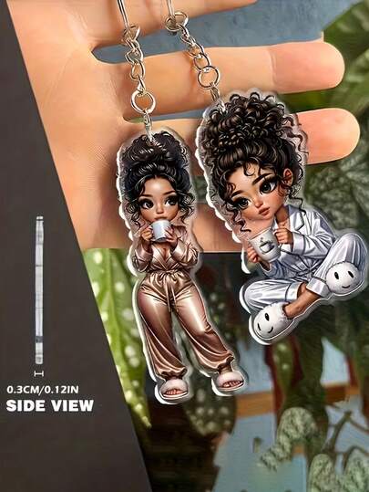 2D Fashion Coffee Theme Flat Keychain, Exquisite Gift For Bag Charm, Car Key Decor, Valentine's Day, Christmas, Halloween And Other Occasions