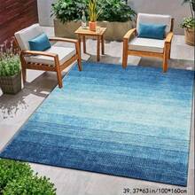 1pc Gold Diamond Velvet + 850g/㎡ + Pointed Stucco Bottom Printed Carpet, Modern Blue Ocean Style, Non-Slip And Durable, Retro Bohemian Modern Holiday Carpet, Moroccan Washable For Yard, Patio, Balcony, Picnic Outdoor Decor, Study Entrance Hall Indoor Carpet Mat, Long Corridor Carpet - Multicolor - View 2
