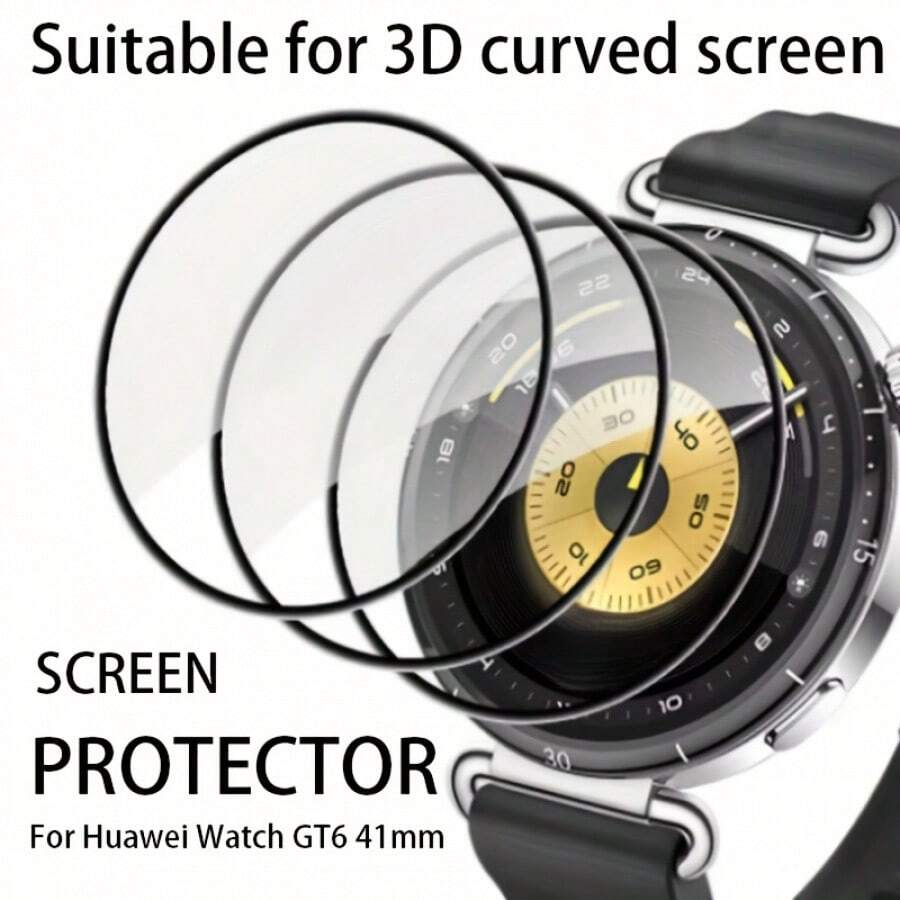 3片装超高清3D曲面屏幕保护膜，专为华为Watch GT6 41mm设计，全覆盖，耐用，高品质 - 3PCS - 查看 1