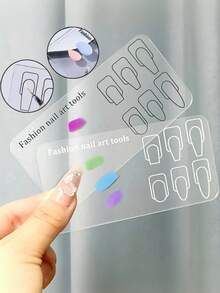 Acrylic Nail Art Training Practice Palette Reusable ,Transparent Thickened Manicure Flower Line Color Drawing Exercise Board Tool, Nail Practice Plate Mancure Training Practice Board - Multicolor - View 2