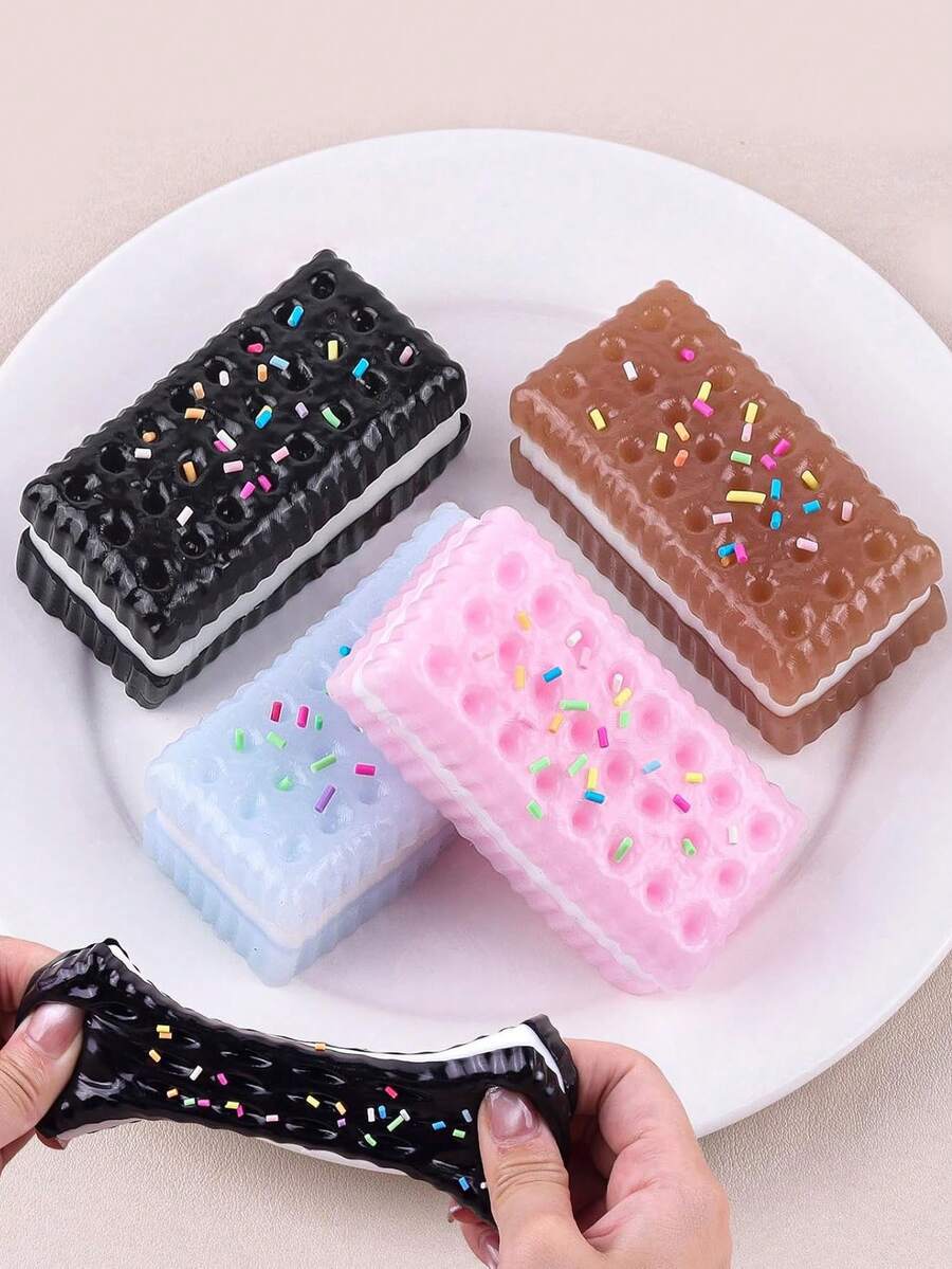 1/2/3件裝餅乾造型黏性壓力紓壓玩具附禮品袋,柔軟捏捏紓壓工具,感官壓力釋放指尖玩具,成人派對小禮物,Taba 捏捏玩具,感官玩具 - 彩色 - 查看 1