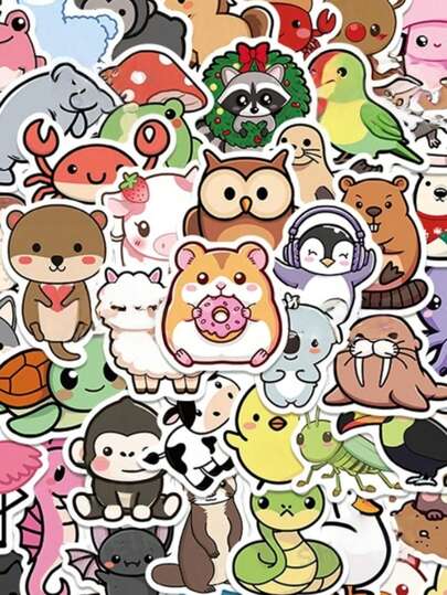 Cartoon Animal Stickers, DIY Stationery Stickers, Cute Creative Waterproof Candy Stickers For Scrapbooking, Bullet Journals, Notebooks, Crafts, Water Bottles, Guitars, Skateboards, Motorcycles, Helmets, Luggage, Phones, Computers, Back To School Supplies, Winter Essentials, Thanksgiving, Christmas, Saudi National Day, Birthdays, Holidays, New Year, Valentine's Day Gifts For Boyfriends, Girlfriends, Adults