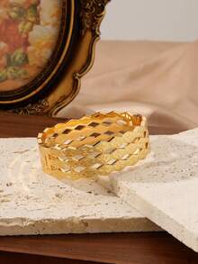 1 pieza Brazalete de acero inoxidable Nuevo brazalete geométrico hueco y ancho de forma romboidal Brazalete exagerado para mujer Joyería Regalos creativos para banquetes Joyería de boda de Dubái - pulsera - Ver 6