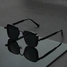 1 par de gafas con diseño de doble puente de marco grande, marco de metal, lentes de alta calidad, gafas de moda unisex - Multicolor - Ver 3