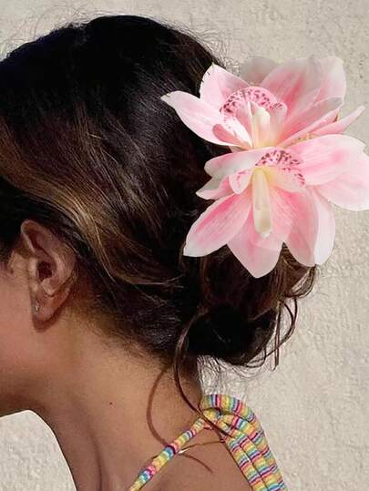 1pc Flower Claw Clips For Women Thick Hair Flowers Large Claw Clip Lotus Flower Hair Clips For Women Clawclip Hairclip Pretty Hairclips Floral Hair Claws Accessories For Wedding Birthday Party Summer Beach Accessories For Women Vacation Hair Clutch