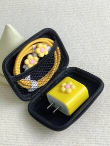 6pcs Minimalist Floral Design Cable Protector Set, Gift For 20W Apple Charging Cable - Multicolor - View 12