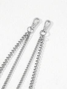 1pc Fashion Minimalist Punk Style Stainless Steel Double-Layer Pants Chain Suitable For Teen Casual Outdoor Athletic Vacation Travel Graduation Gifts Birthday Daily Wear - 銀 - 查看 2
